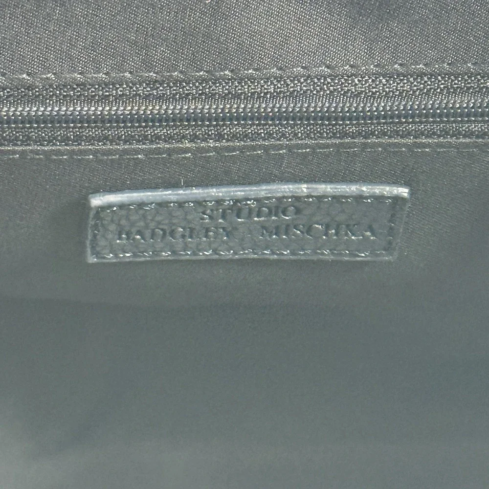Studio Badgley Mischka‎ Navy Vegan Leather Satchel Bag Top Handle Charm $129